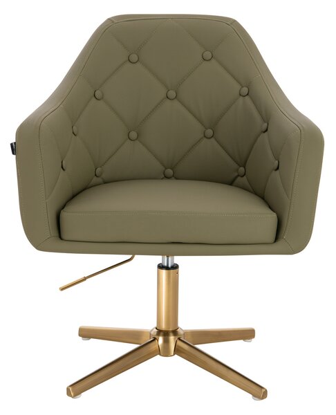 HR831CROSS Scaun Khaki Piele Ecologica Premium Soft cu Bază Aurie