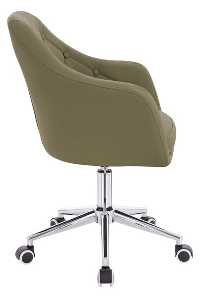 HR831K Scaun Khaki Piele Ecologica Premium Soft cu Bază Cromata