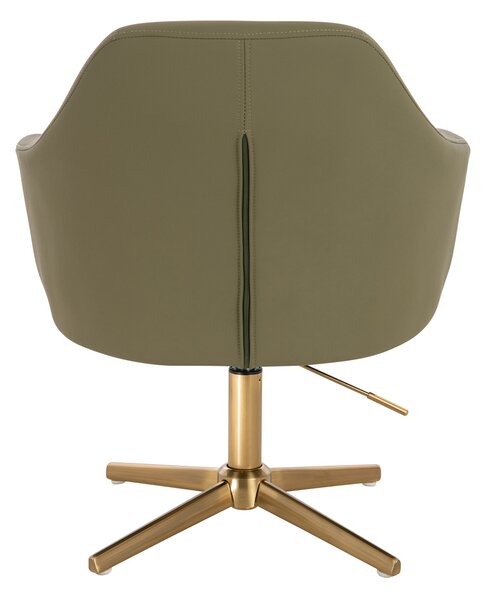 HR831CROSS Scaun Khaki Piele Ecologica Premium Soft cu Bază Aurie