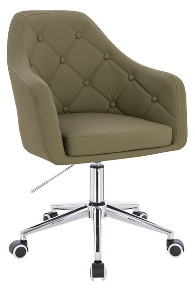HR831K Scaun Khaki Piele Ecologica Premium Soft cu Bază Cromata