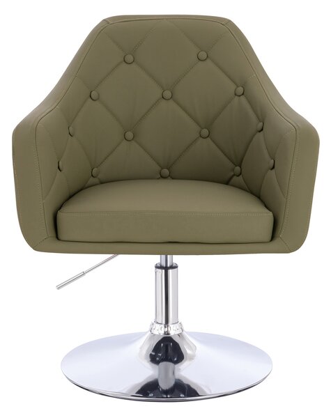 HR831N Scaun Khaki Piele Ecologica Premium Soft cu Bază Cromata