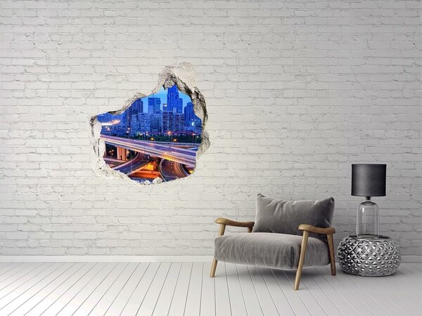 Autocolant 3D gaura cu priveliște Oraș modern noaptea