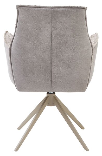 Scaun KAYLA, grej/bej, stofa buclata/stofa clasica/metal, 58x63x88 cm