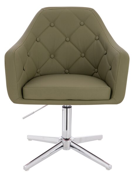 HR831CROSS Scaun Khaki Piele Ecologica Premium Soft cu Bază Cromata