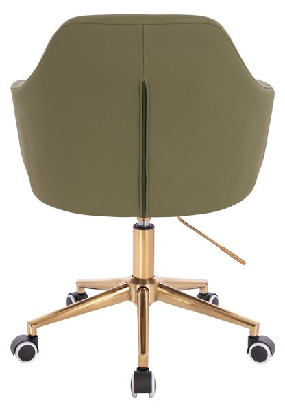 HR831K Scaun Khaki Piele Ecologica Premium Soft cu Bază Aurie