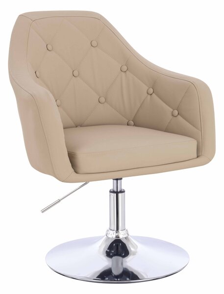 HR831N Scaun Crem Piele Ecologica Premium Soft cu Bază Cromata