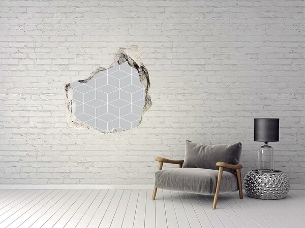 Fototapet 3D gaură în perete Zid spart cu fundal geometric