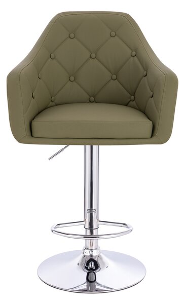 HR831W Scaun Khaki Piele Ecologica Premium Soft cu Bază Cromata
