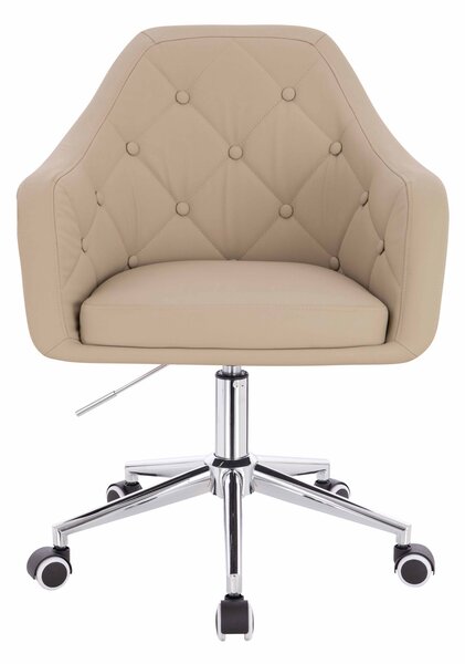 HR831K Scaun Crem Piele Ecologica Premium Soft cu Bază Cromata