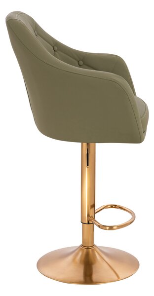 HR831W Scaun Khaki Piele Ecologica Premium Soft cu Bază Aurie