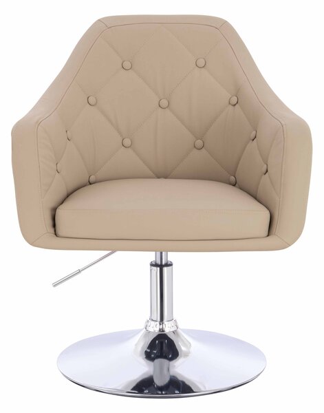 HR831N Scaun Crem Piele Ecologica Premium Soft cu Bază Cromata