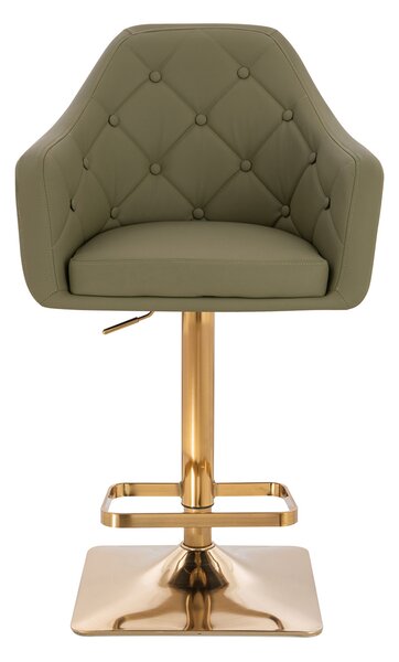 HR831KW Scaun Khaki Piele Ecologica Premium Soft cu Bază Aurie