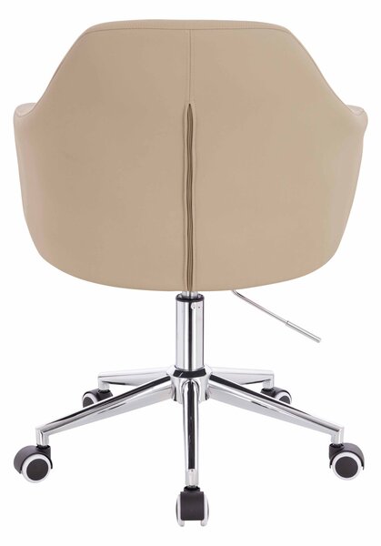 HR831K Scaun Crem Piele Ecologica Premium Soft cu Bază Cromata