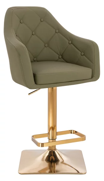HR831KW Scaun Khaki Piele Ecologica Premium Soft cu Bază Aurie