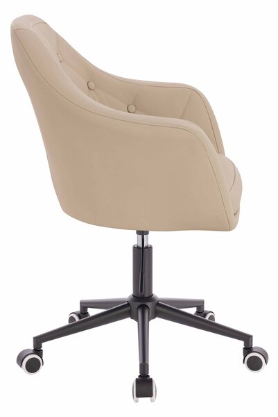 HR831K Scaun Crem Piele Ecologica Premium Soft cu Bază Neagră