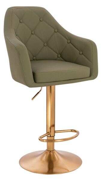 HR831W Scaun Khaki Piele Ecologica Premium Soft cu Bază Aurie