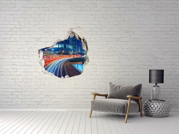 Autocolant 3D gaura cu priveliște Oraș modern noaptea