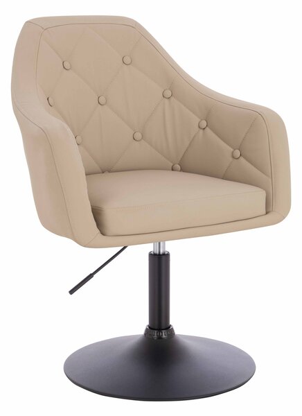 HR831N Scaun Crem Piele Ecologica Premium Soft cu Bază Neagră
