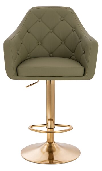 HR831W Scaun Khaki Piele Ecologica Premium Soft cu Bază Aurie