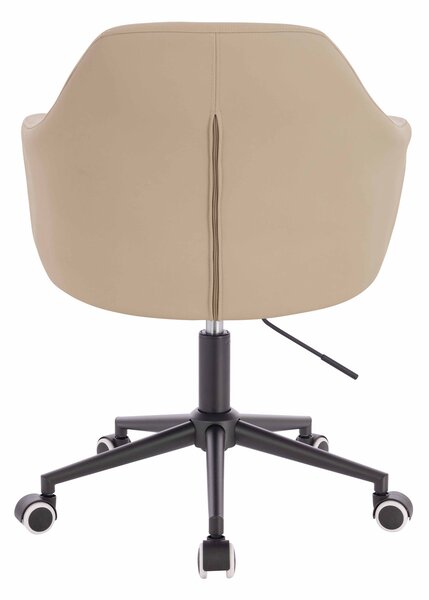 HR831K Scaun Crem Piele Ecologica Premium Soft cu Bază Neagră