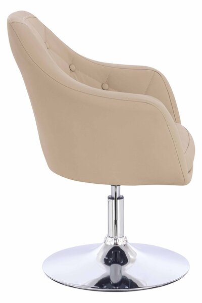 HR831N Scaun Crem Piele Ecologica Premium Soft cu Bază Cromata