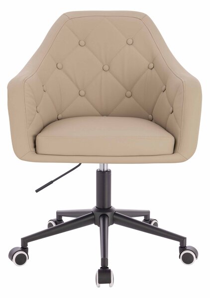HR831K Scaun Crem Piele Ecologica Premium Soft cu Bază Neagră