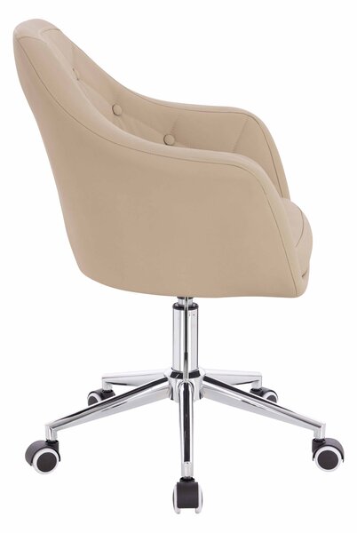 HR831K Scaun Crem Piele Ecologica Premium Soft cu Bază Cromata