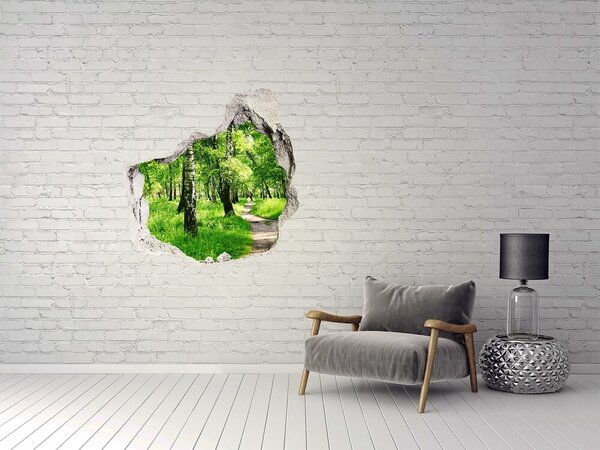 Autocolant de perete gaură 3D Pădurea verde în lumina soarelui