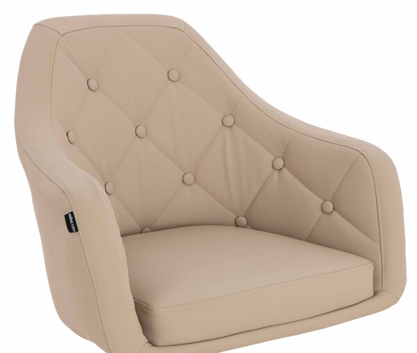 HR831N Scaun Crem Piele Ecologica Premium Soft cu Bază Neagră