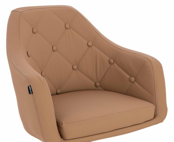 HR831N Scaun Caramel Piele Ecologica Premium Soft cu Bază Cromata