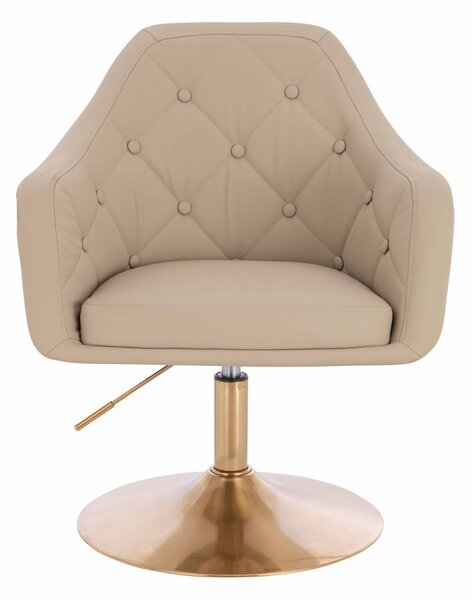 HR831N Scaun Crem Piele Ecologica Premium Soft cu Bază Aurie