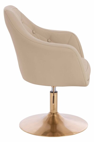 HR831N Scaun Crem Piele Ecologica Premium Soft cu Bază Aurie