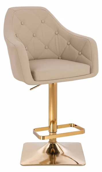HR831KW Scaun Crem Piele Ecologica Premium Soft cu Bază Aurie