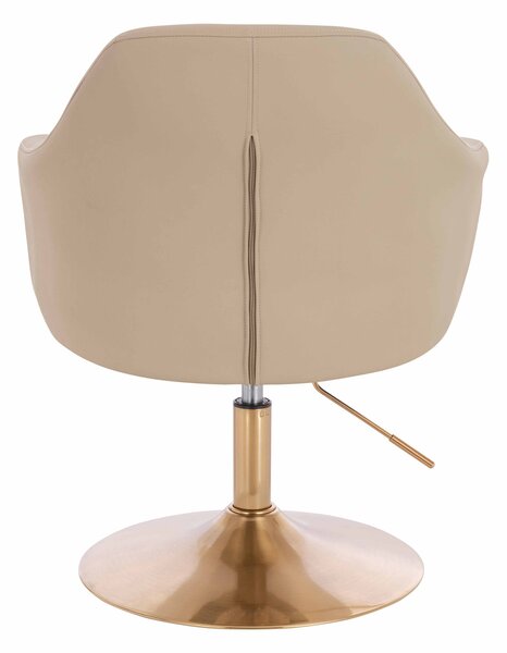 HR831N Scaun Crem Piele Ecologica Premium Soft cu Bază Aurie