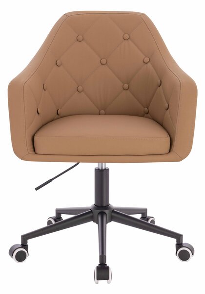 HR831K Scaun Caramel Piele Ecologica Premium Soft cu Bază Neagră