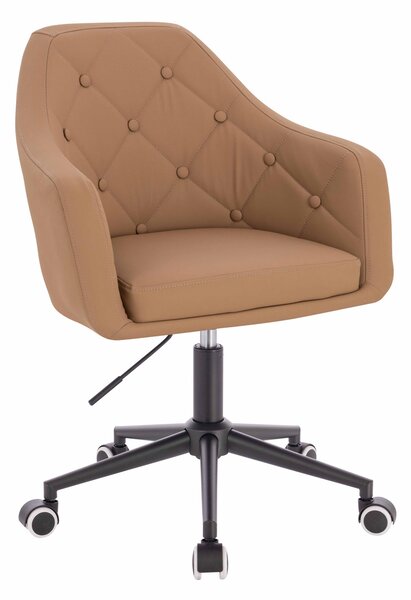 HR831K Scaun Caramel Piele Ecologica Premium Soft cu Bază Neagră