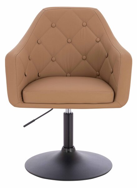 HR831N Scaun Caramel Piele Ecologica Premium Soft cu Bază Neagră