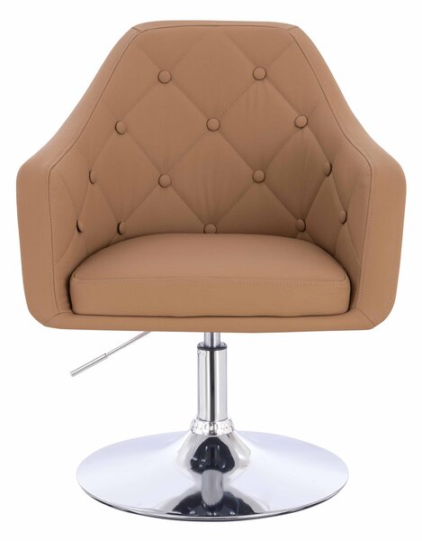 HR831N Scaun Caramel Piele Ecologica Premium Soft cu Bază Cromata