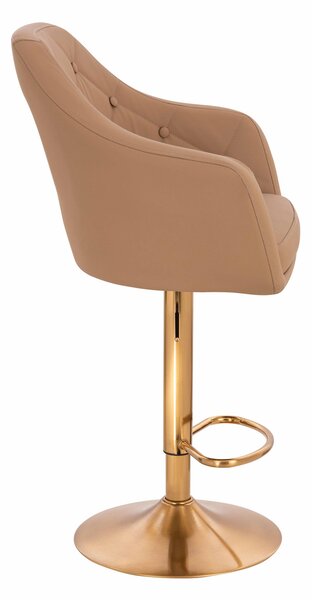 HR831W Scaun Caramel Piele Ecologica Premium Soft cu Bază Aurie