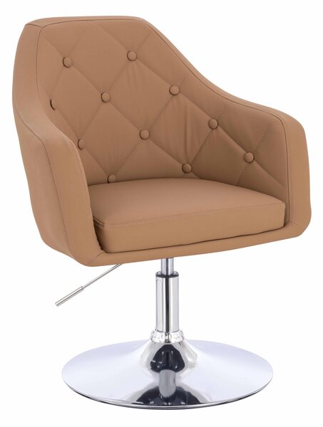 HR831N Scaun Caramel Piele Ecologica Premium Soft cu Bază Cromata