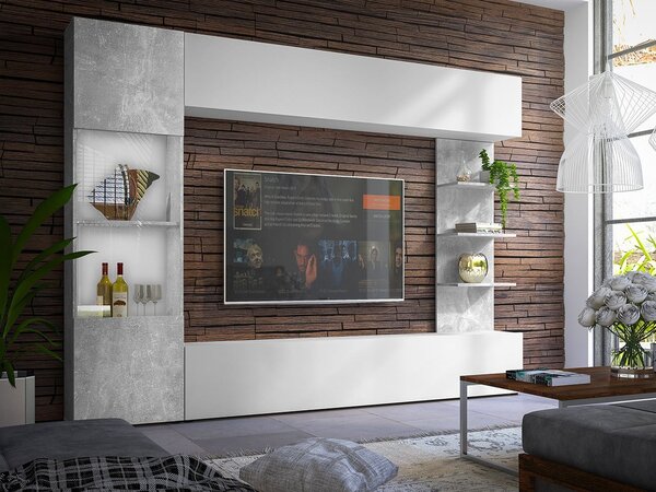 Mobilier pentru living Alanko (nuc warmia + marmură neagră). 1158466