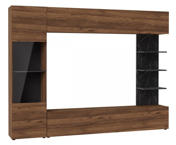 Mobilier pentru living Alanko (nuc warmia + marmură neagră). 1158466