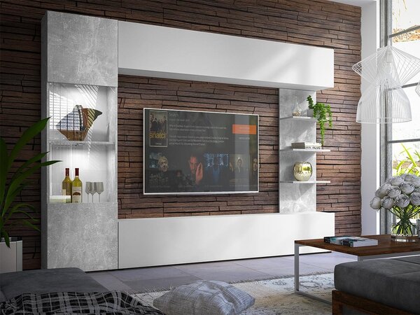 Mobilier pentru living Alanko (nuc warmia + marmură neagră). 1158466