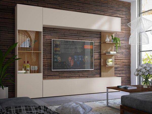 Mobilier pentru living Alanko (nuc warmia + marmură neagră). 1158466
