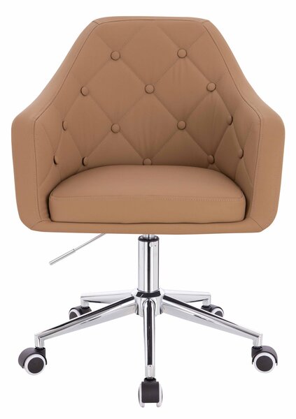 HR831K Scaun Caramel Piele Ecologica Premium Soft cu Bază Cromata
