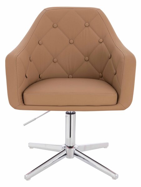 HR831CROSS Scaun Caramel Piele Ecologica Premium Soft cu Bază Cromata