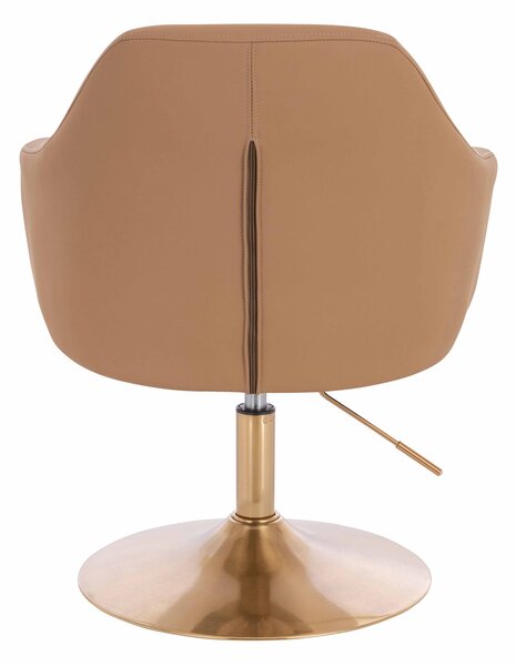 HR831N Scaun Caramel Piele Ecologica Premium Soft cu Bază Aurie