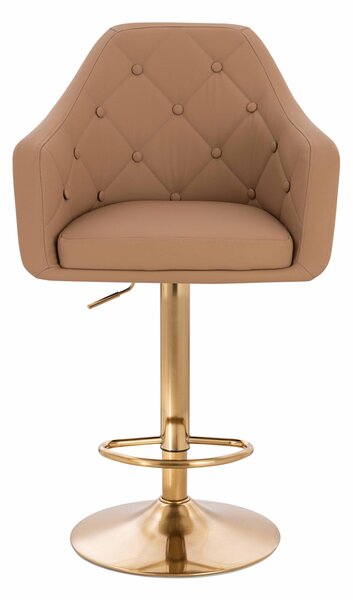 HR831W Scaun Caramel Piele Ecologica Premium Soft cu Bază Aurie