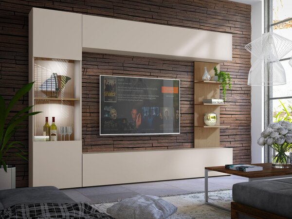 Mobilier pentru living Alanko (nuc warmia + marmură neagră). 1158466