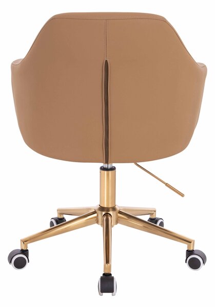 HR831K Scaun Caramel Piele Ecologica Premium Soft cu Bază Aurie